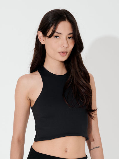 Regata Cropped Canelada Costas Nadador Preto