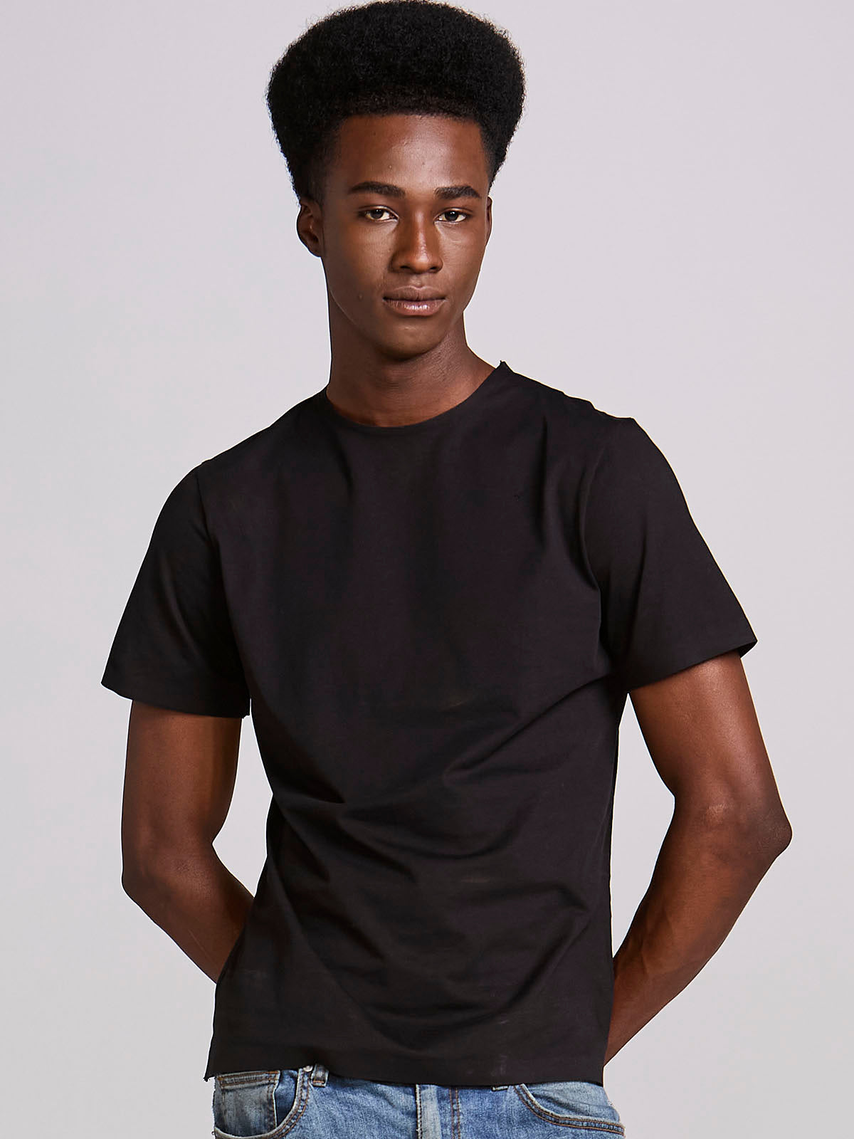 Camiseta Masculina Manga Curta Algodão Premium Sem Costura Preto