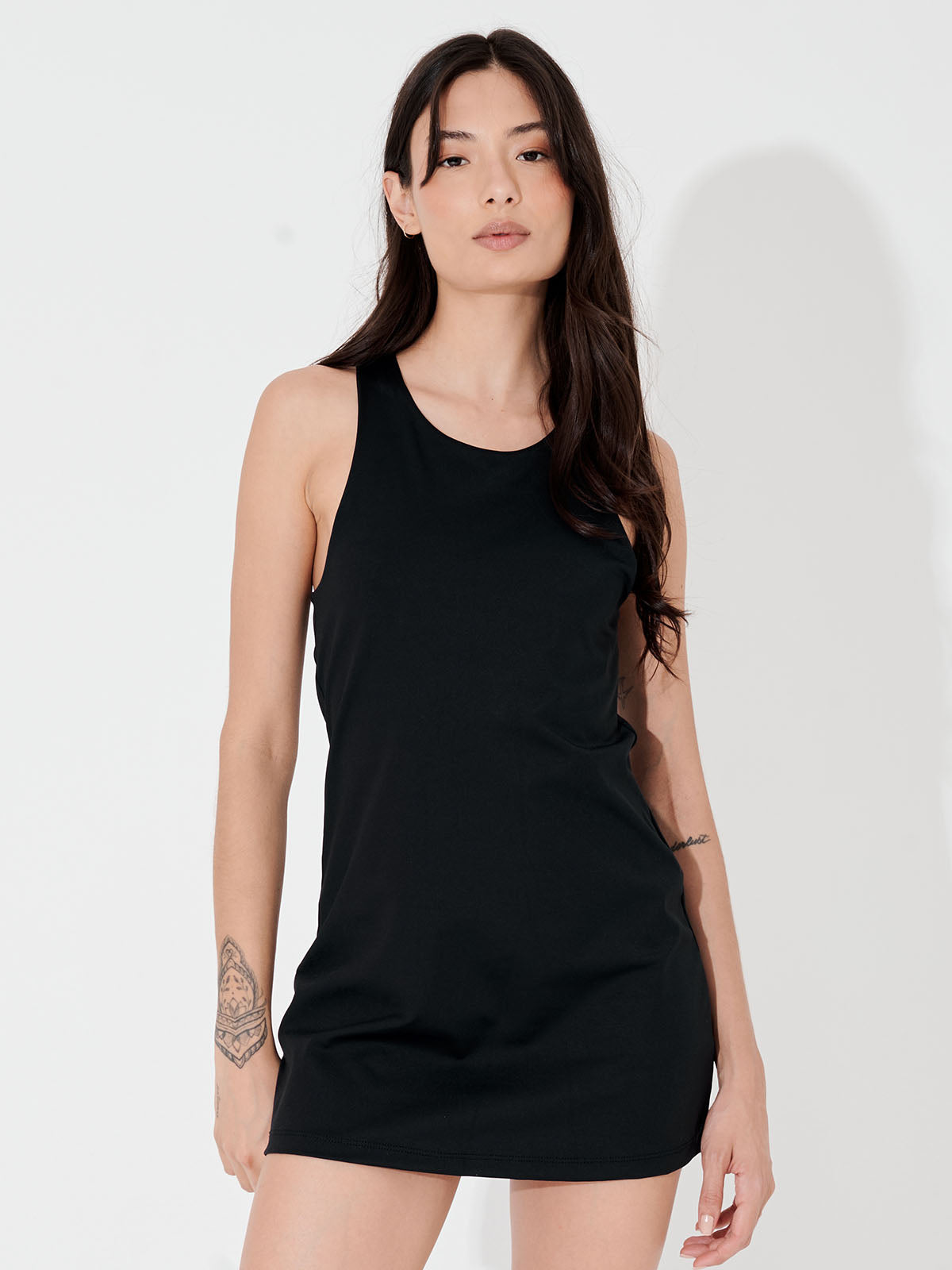 Vestido Fitness Essencial com Costas Nadador Preto