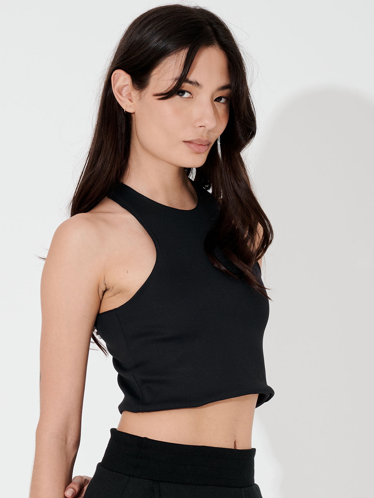 Regata Cropped Canelada Costas Nadador Preto
