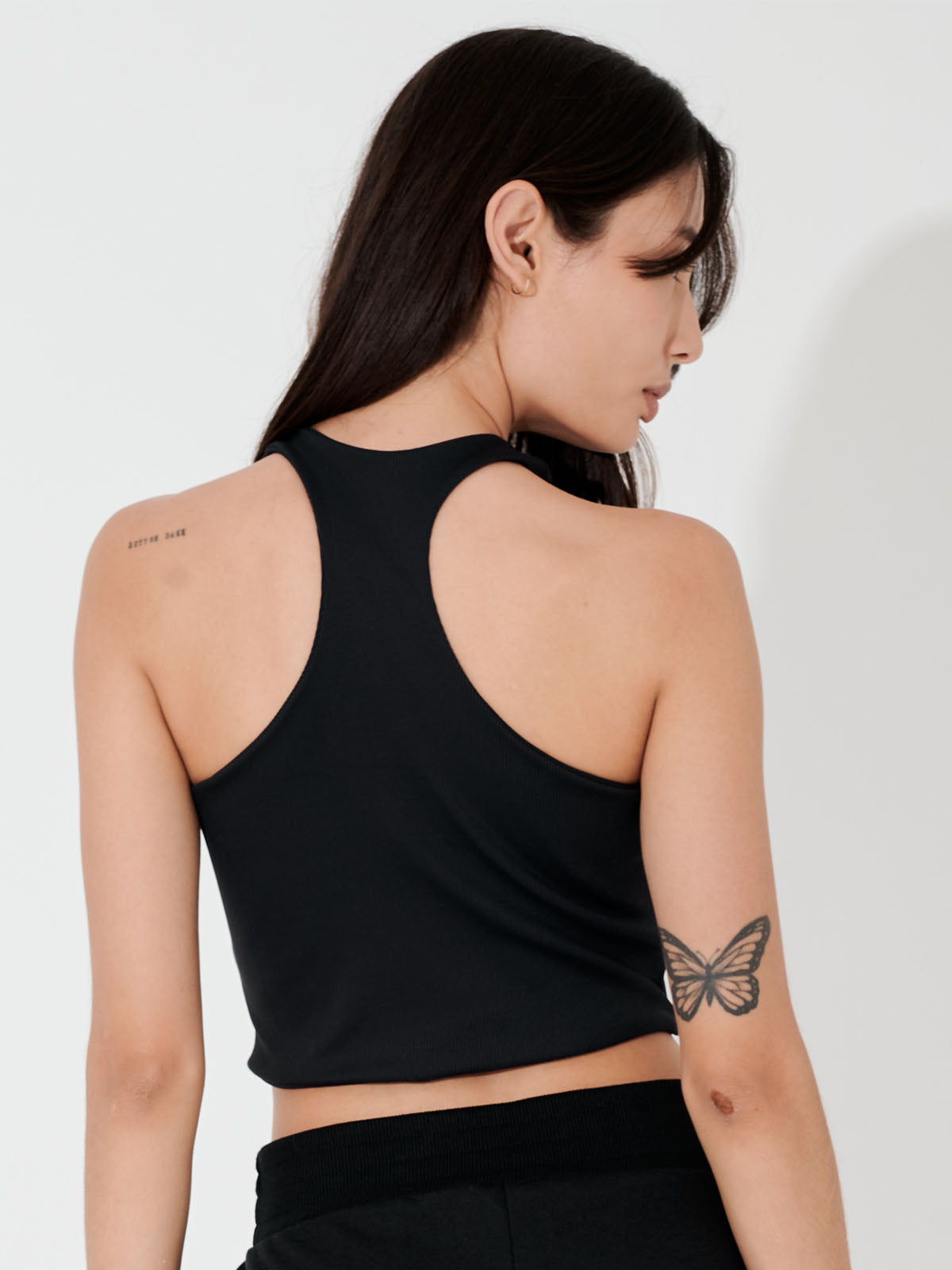 Regata Cropped Canelada Costas Nadador Preto