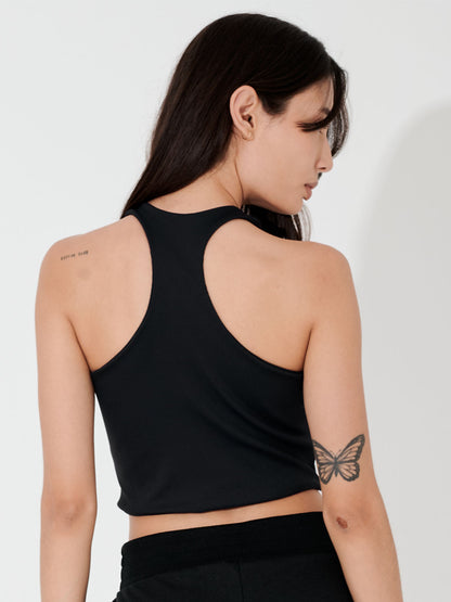 Regata Cropped Canelada Costas Nadador Preto