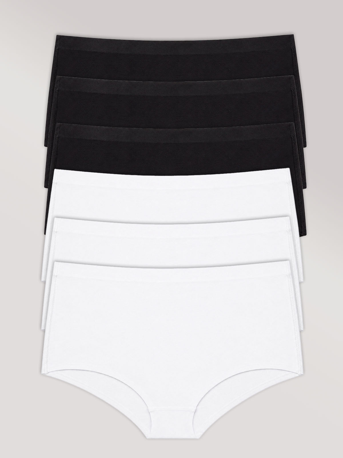 Kit com 6 Calcinhas Caleçon Algodão Premium Sem Costura (3 Preto e 3 Branco)