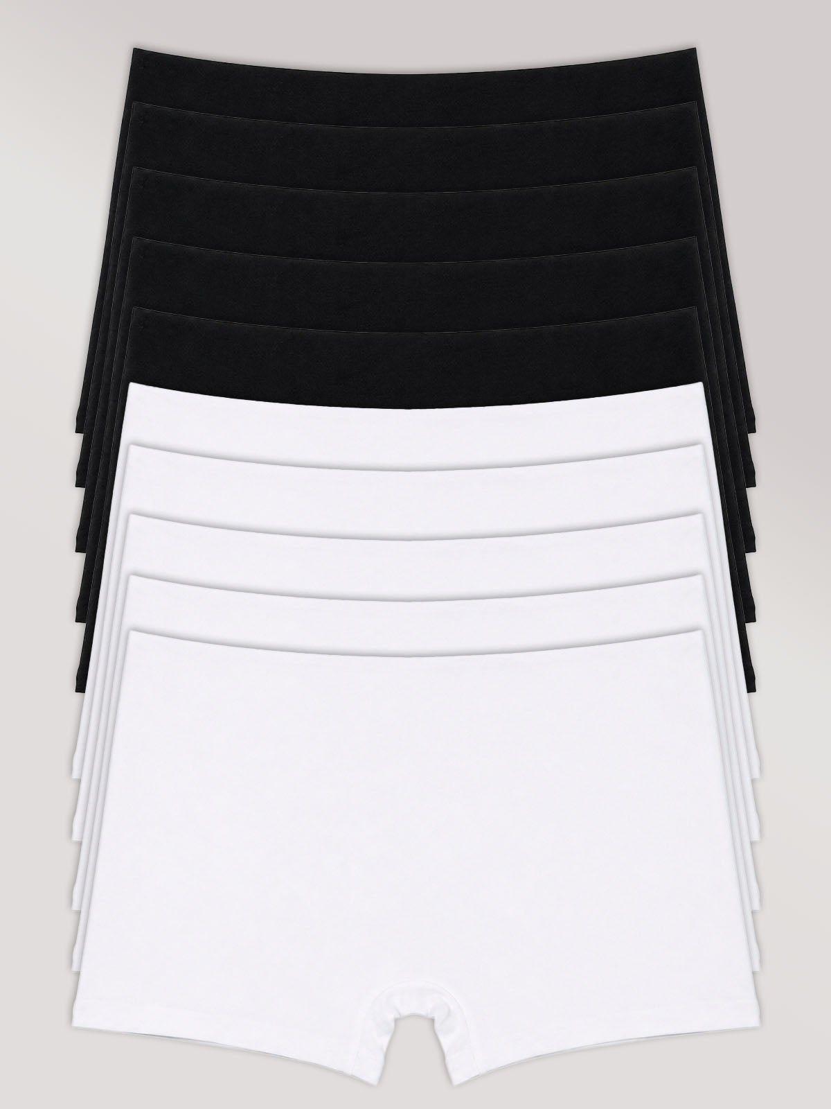 Kit com 10 Calcinhas Boyshort Boxer Algodão Premium Sem Costura (5 Preto e 5 Branco)