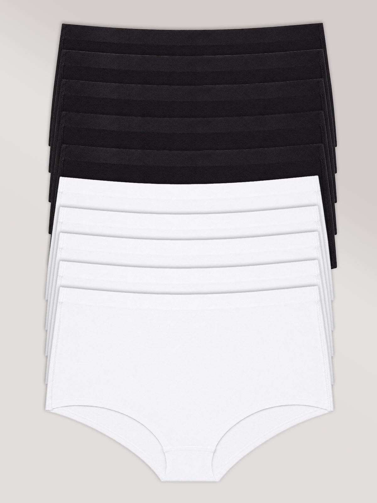 Kit com 10 Calcinhas Caleçon Algodão Premium Sem Costura (5 Preto e 5 Branco)