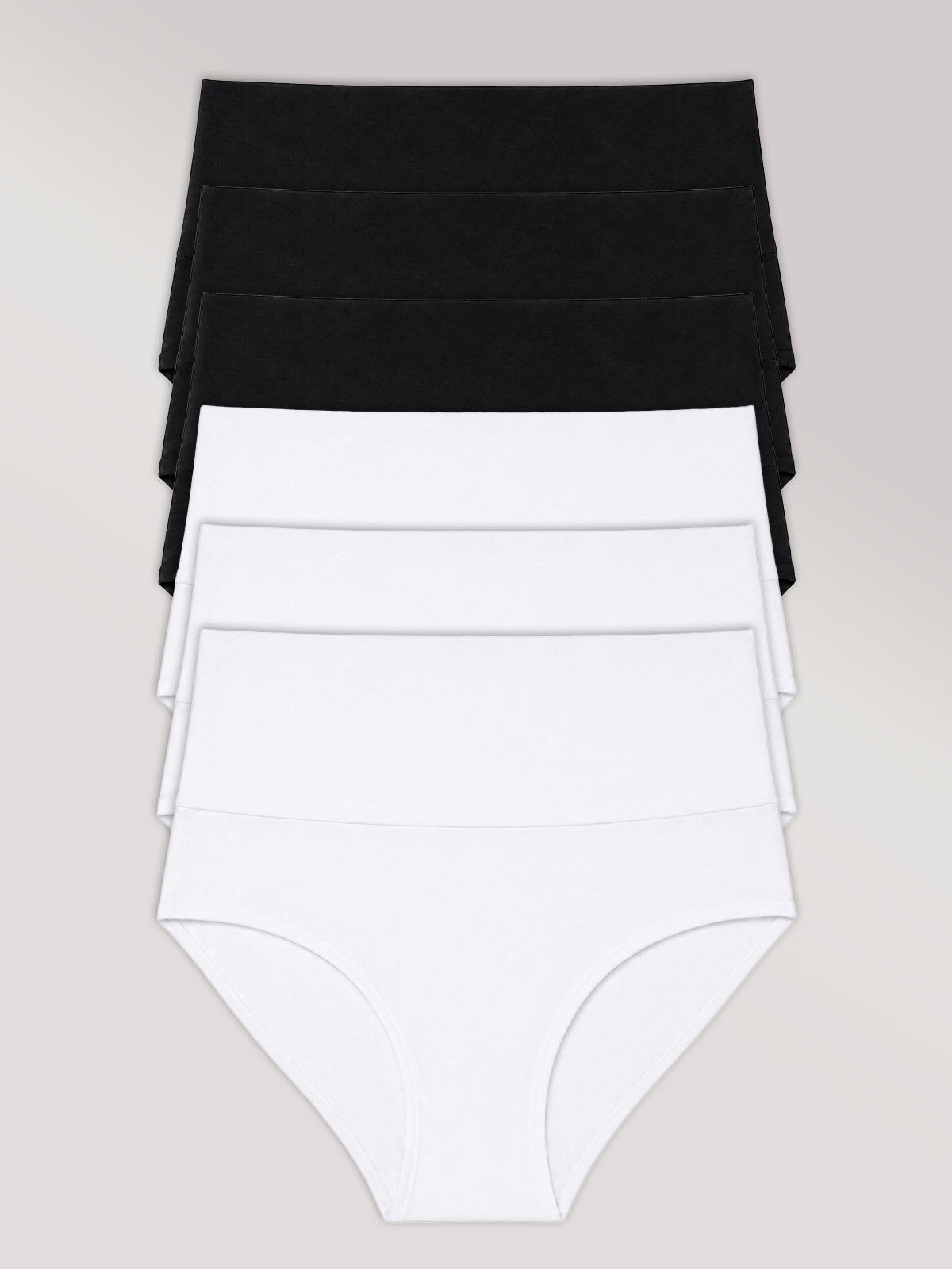 Kit com 6 Calcinhas Biquíni Redutora Algodão Premium Sem Costura (3 Preto e 3 Branco)