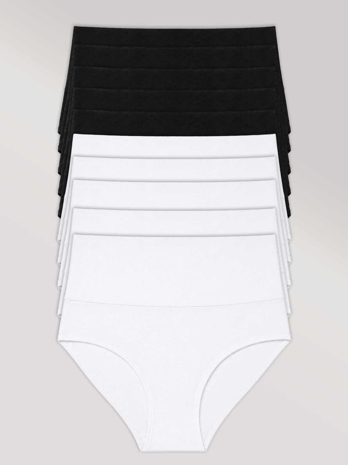 Kit com 10 Calcinhas Biquíni Redutora Algodão Premium Sem Costura (5 Preto e 5 Branco)