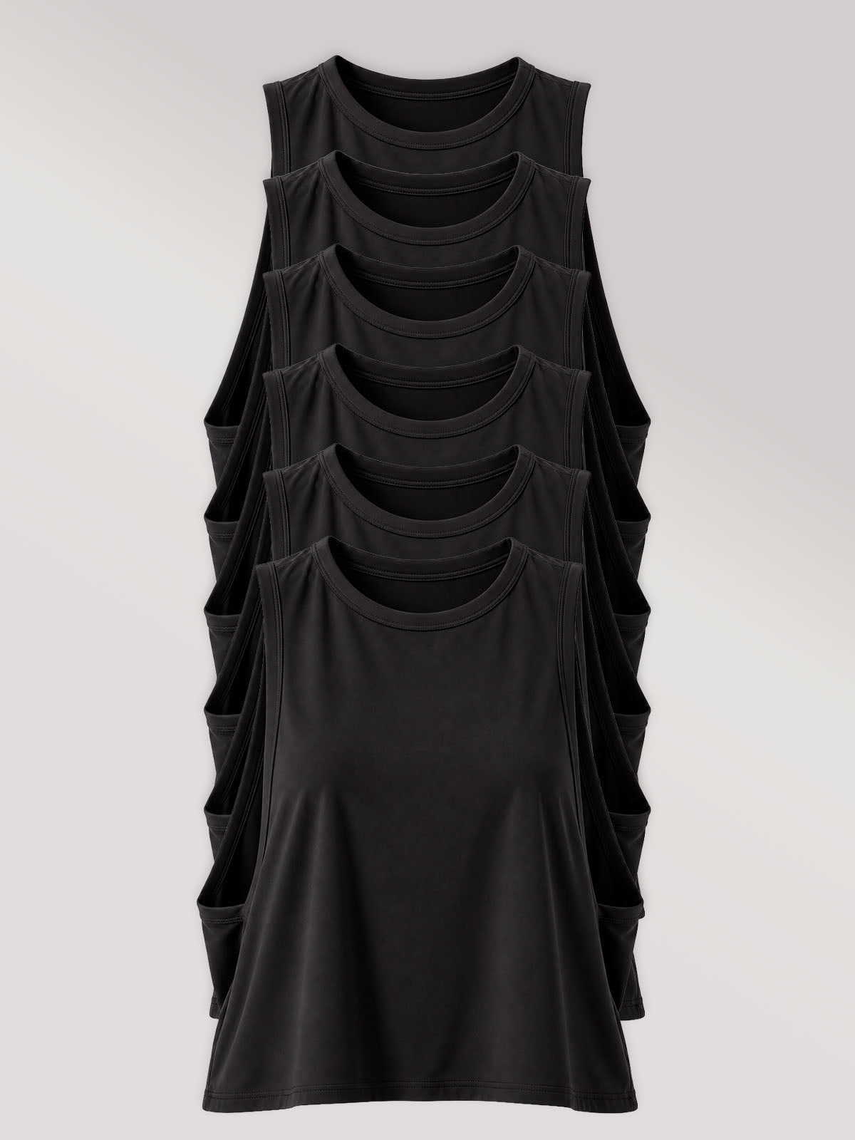 Kit com 6 Regatas Cropped com Cava Ampla Preto