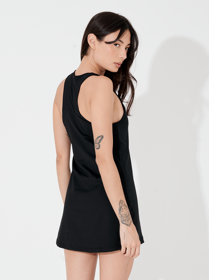 Vestido Fitness Essencial com Costas Nadador Preto