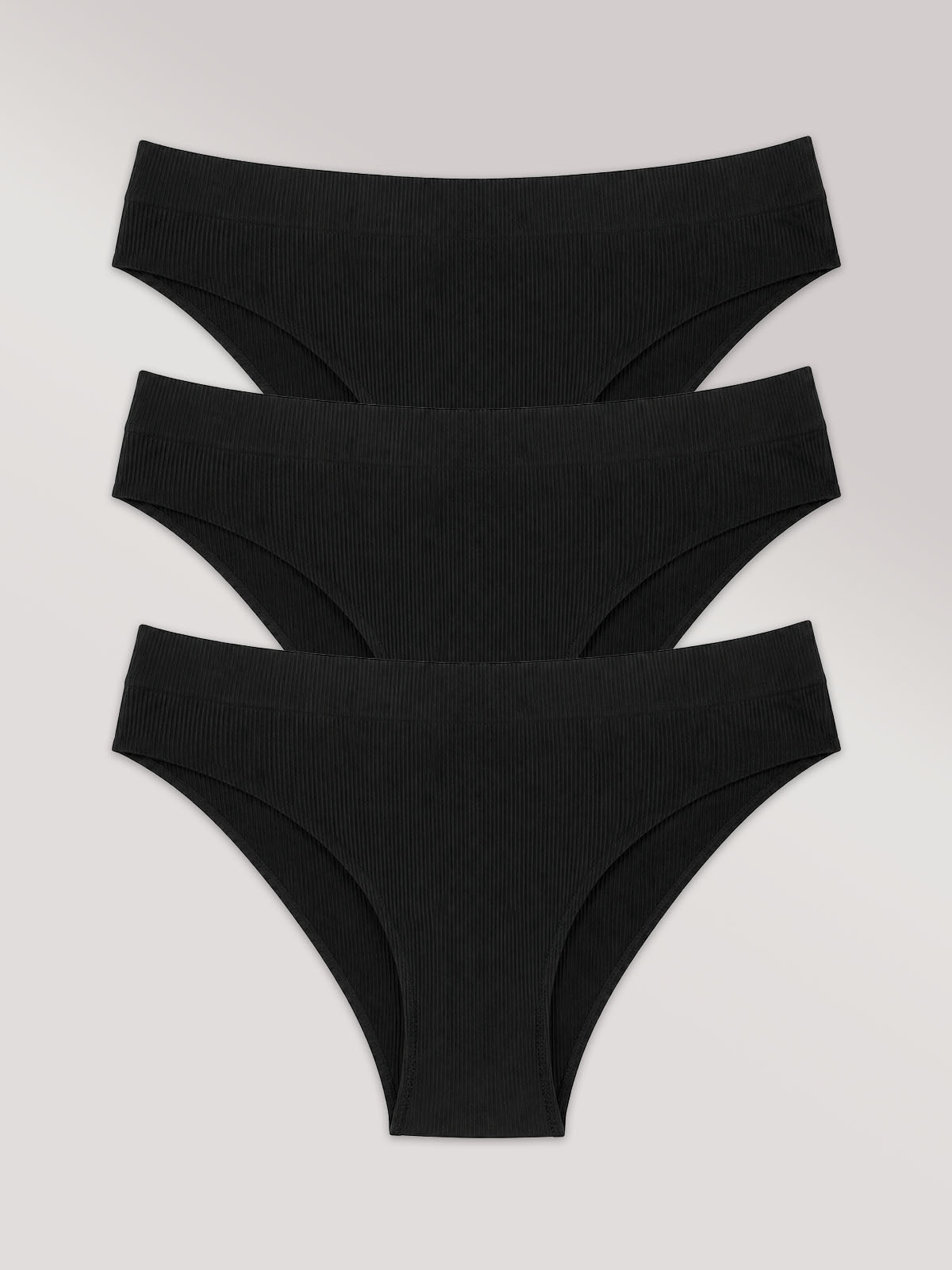 Kit com 3 Calcinhas Biquini Poliamida Canelada Sem Costura Segunda Pele Preto - R$26,96 cada