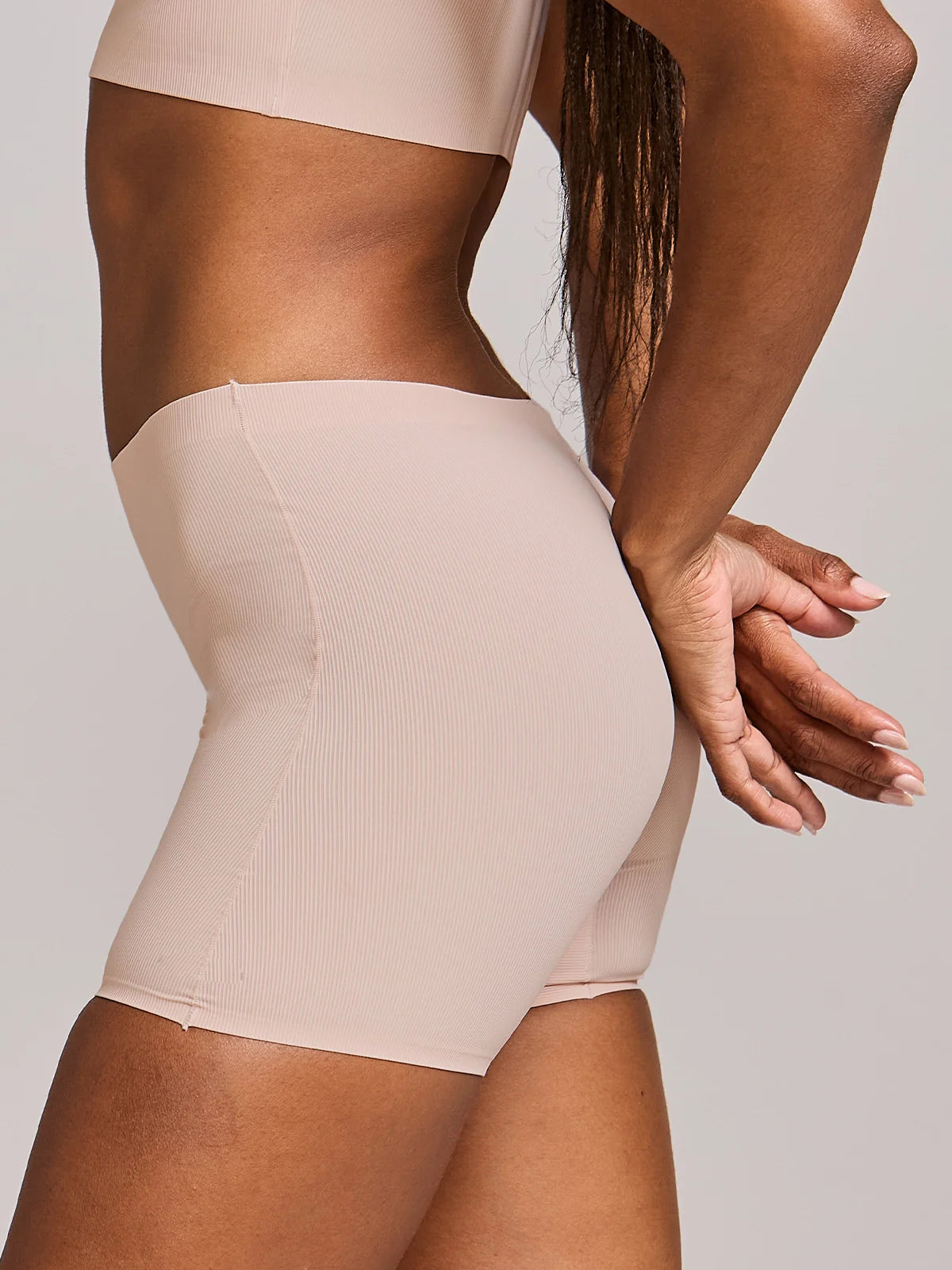 Kit com 6 Calcinhas Shorts Poliamida Canelada Sem Costura Segunda Pele Rose