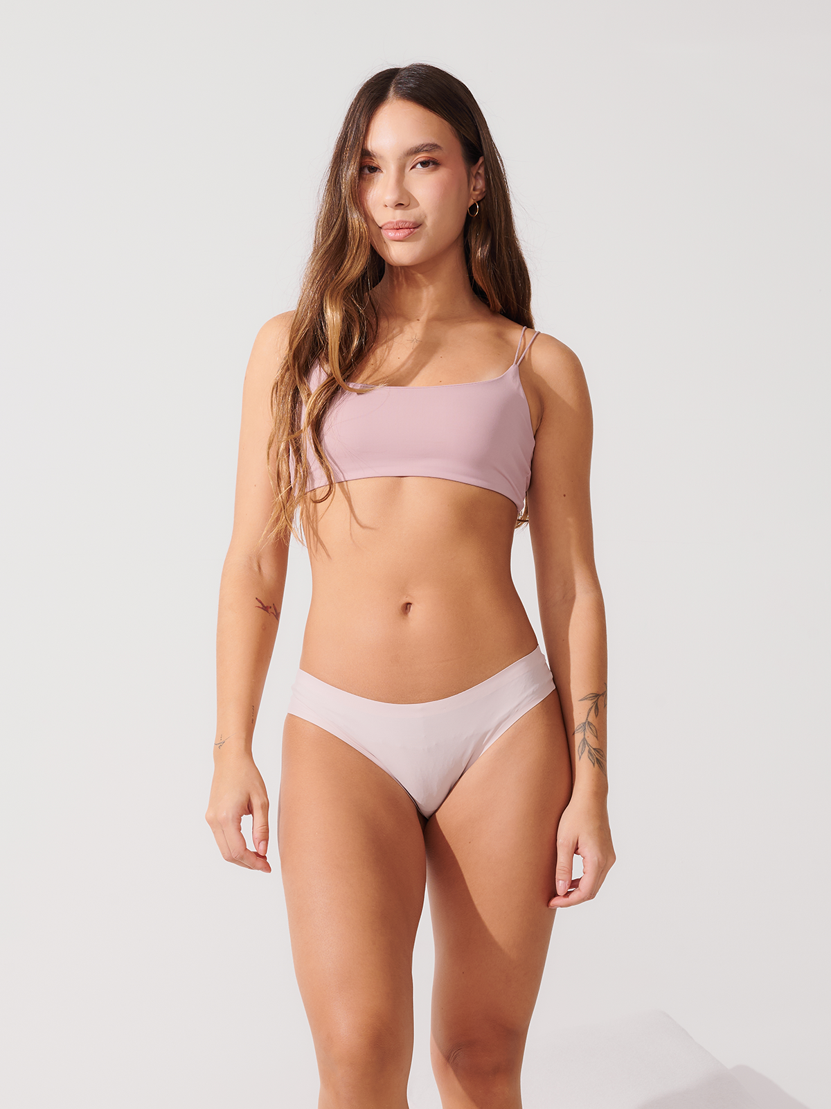 Conjunto Sutiã Alça Dupla + Calcinha Biquini Segunda Pele Rose