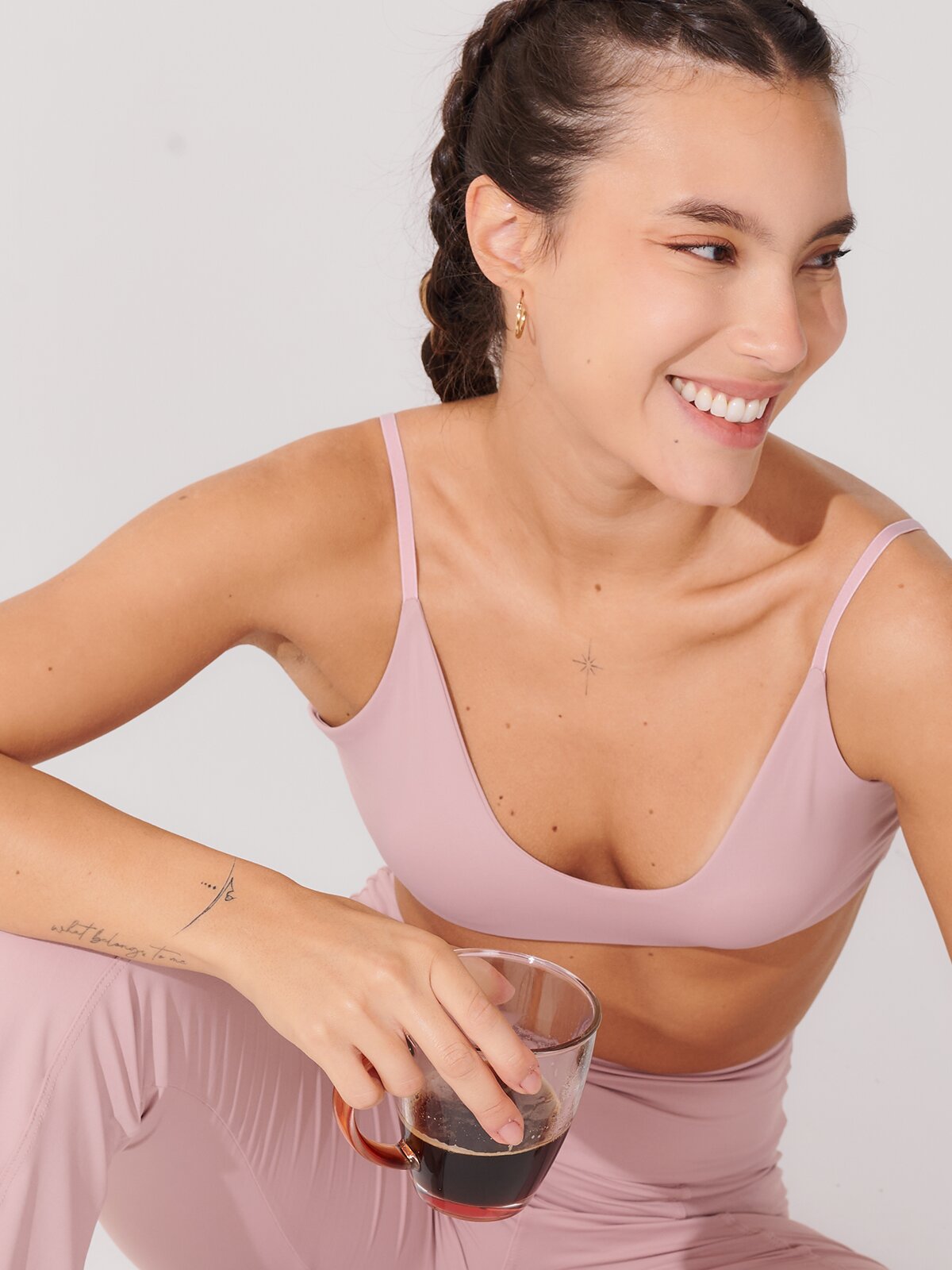 Top Slim Fitness com Alças Finas Rose