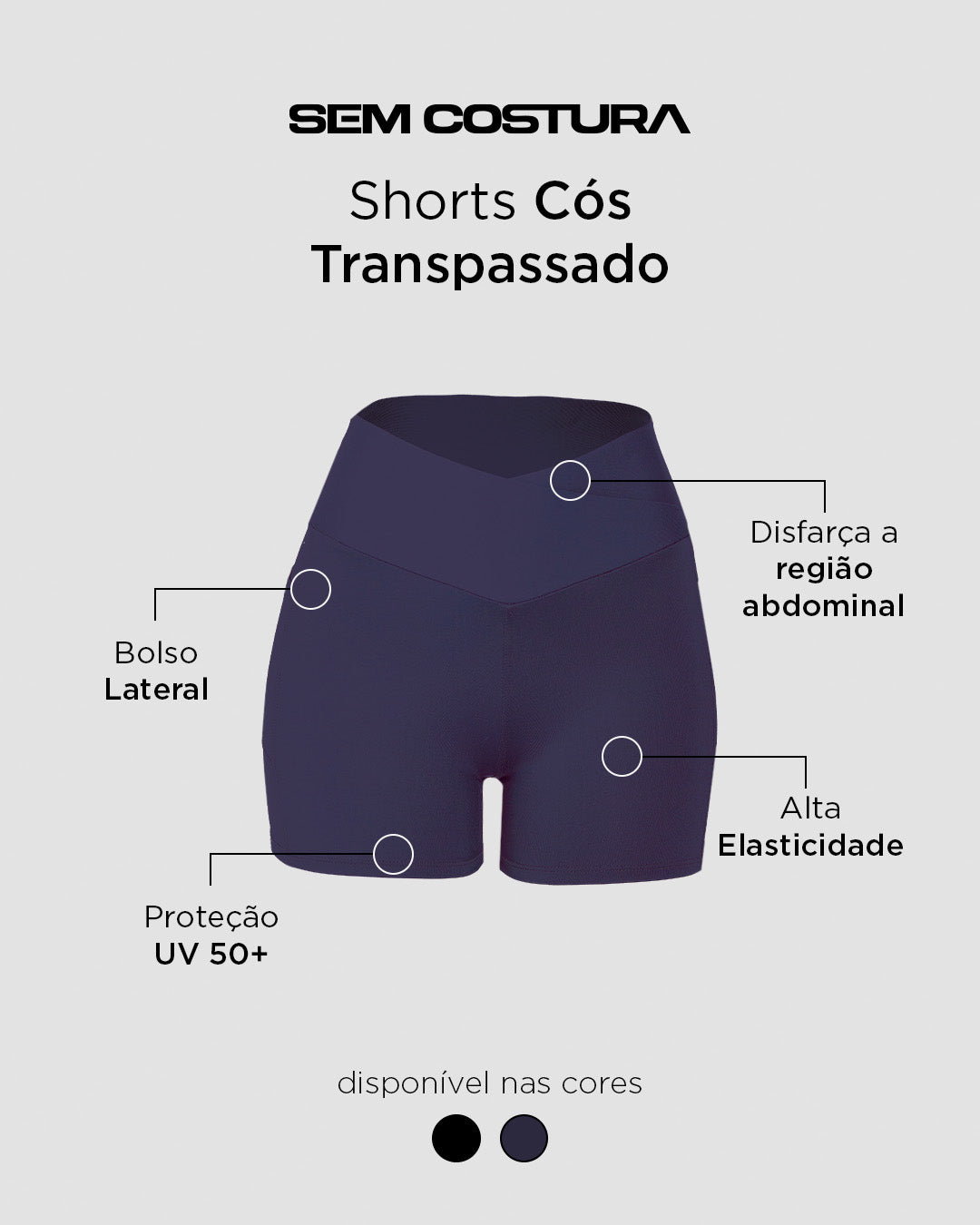 Shorts Fitness Crossover Preto
