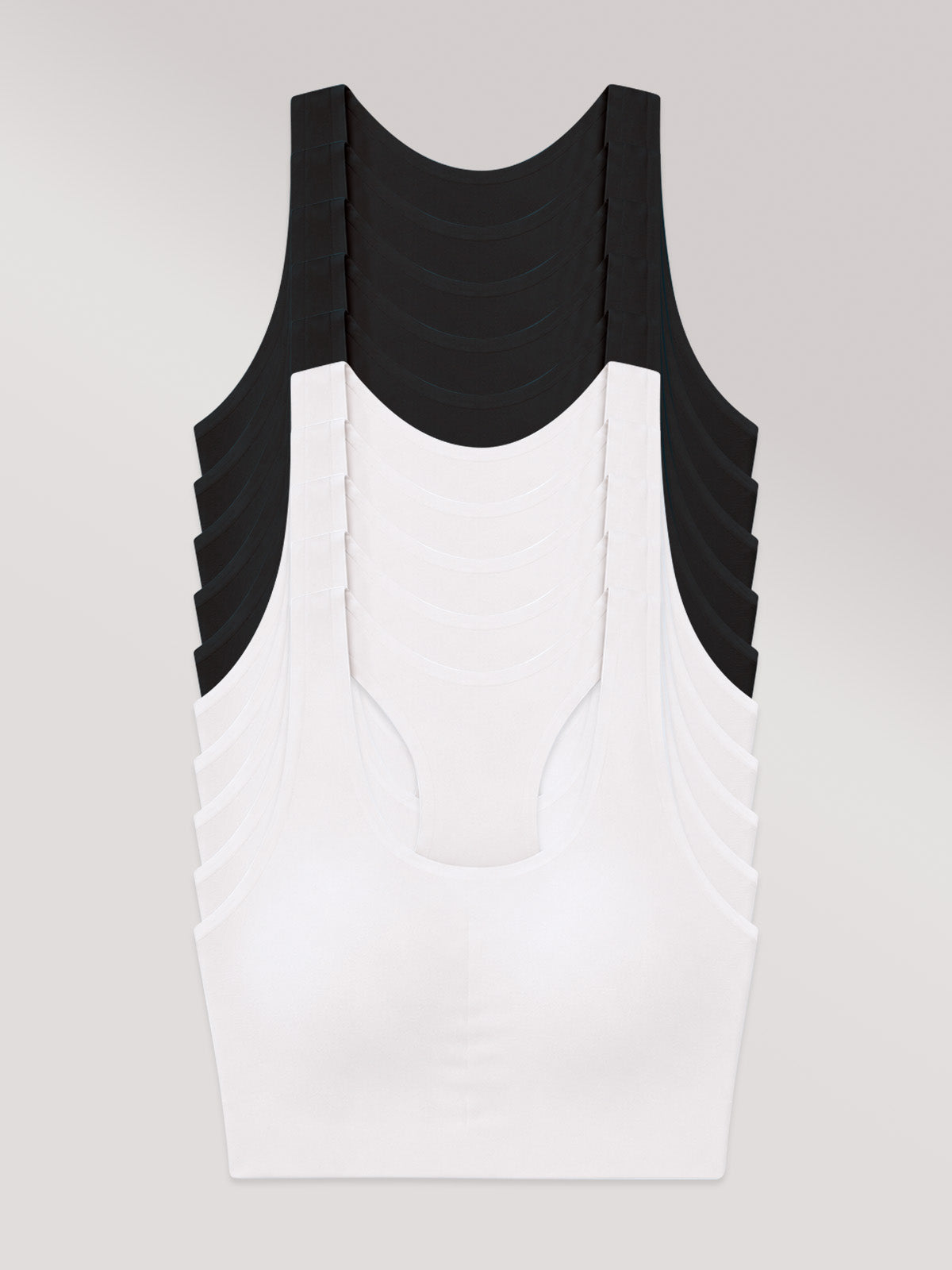 Kit com 10 Sutiãs Nadador Invisível com Bojo Removível Sem Costura (5 Preto e 5 Branco)
