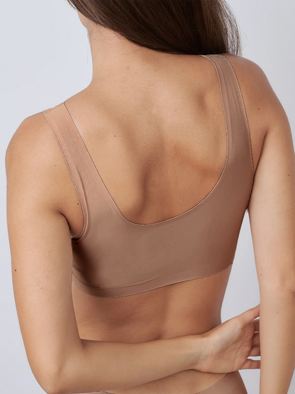 Sutia Regata Invisivel Sem Costura com Bojo Removivel Marrom Cacau