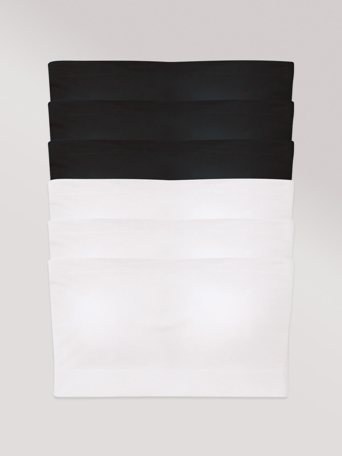 Kit com 6 Tops Faixa Sem Costura com Bojo Removível (3 Preto e 3 Branco)