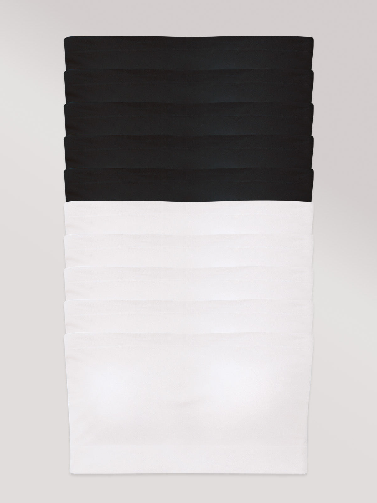 Kit com 10 Tops Faixa Sem Costura com Bojo Removível (5 Preto e 5 Branco)