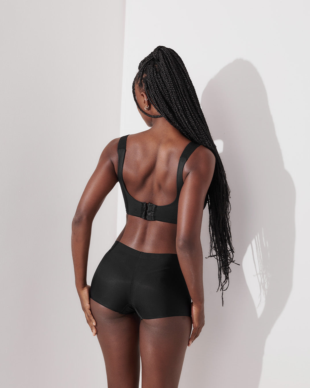 Conjunto Sutiã Ampla Cobertura + Calcinha Boxer Boyshort Preto