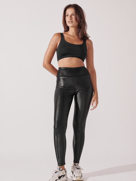 Conjunto Top Ampla Cobertura Preto + Calça Legging Cirre