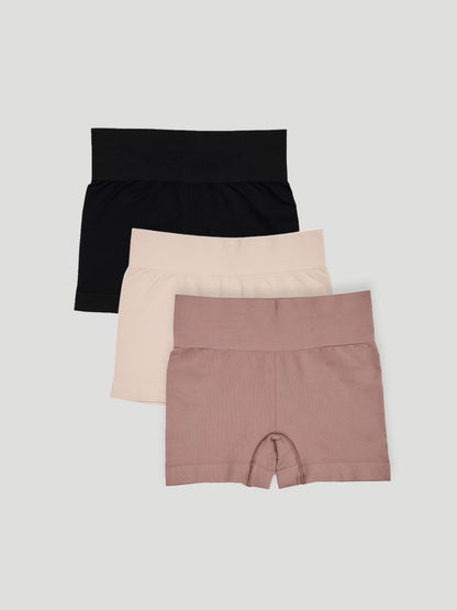 Kit com 3 Calcinhas Boxer Modeladora Sem Costura Premium (1 Preto, 1 Bege e 1 Marrom Cacau)