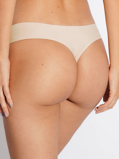 Kit com 3 Calcinhas Fio Dental Sem Costura Segunda Pele Bege - R$23,30 cada