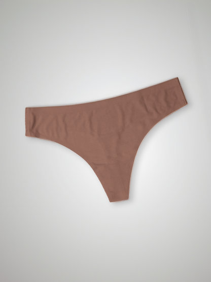 Calcinha Fio Dental Sem Costura Segunda Pele Marrom Cacau