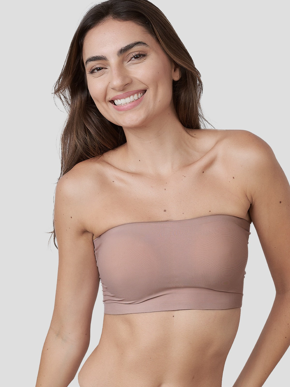 Top Faixa Sem Costura com Bojo Removível Marrom Cacau