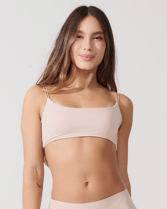 Conjunto Sutiã Alça Dupla + Calcinha Boxer Bege