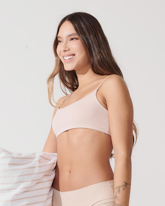 Conjunto Sutiã Alça Dupla + Calcinha Biquini Redutora Segunda Pele Bege