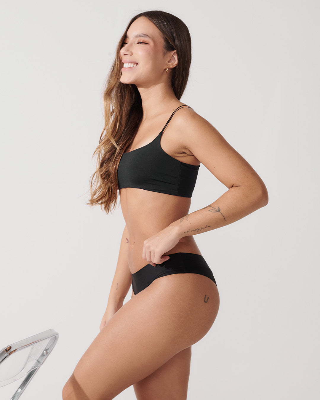 Conjunto Sutiã Alça Dupla + Calcinha Biquini Segunda Pele Preto