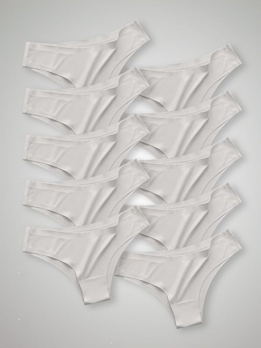 Kit com 10 Calcinhas Sem Costura Segunda Pele Branco - R$15,99 cada