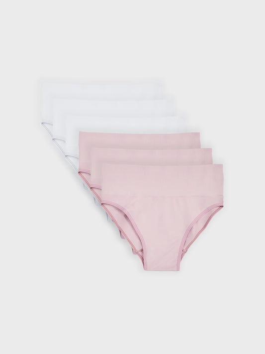 Kit com 6 Calcinhas Caleçon Redutora Sem Costura Premium (3 Branco e 3 Rose)