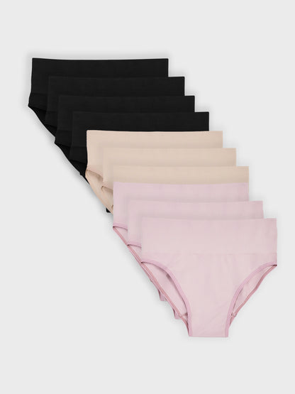 Kit com 10 Calcinhas Caleçon Redutora Sem Costura Premium (4 Preto, 3 Bege e 3 Rose)