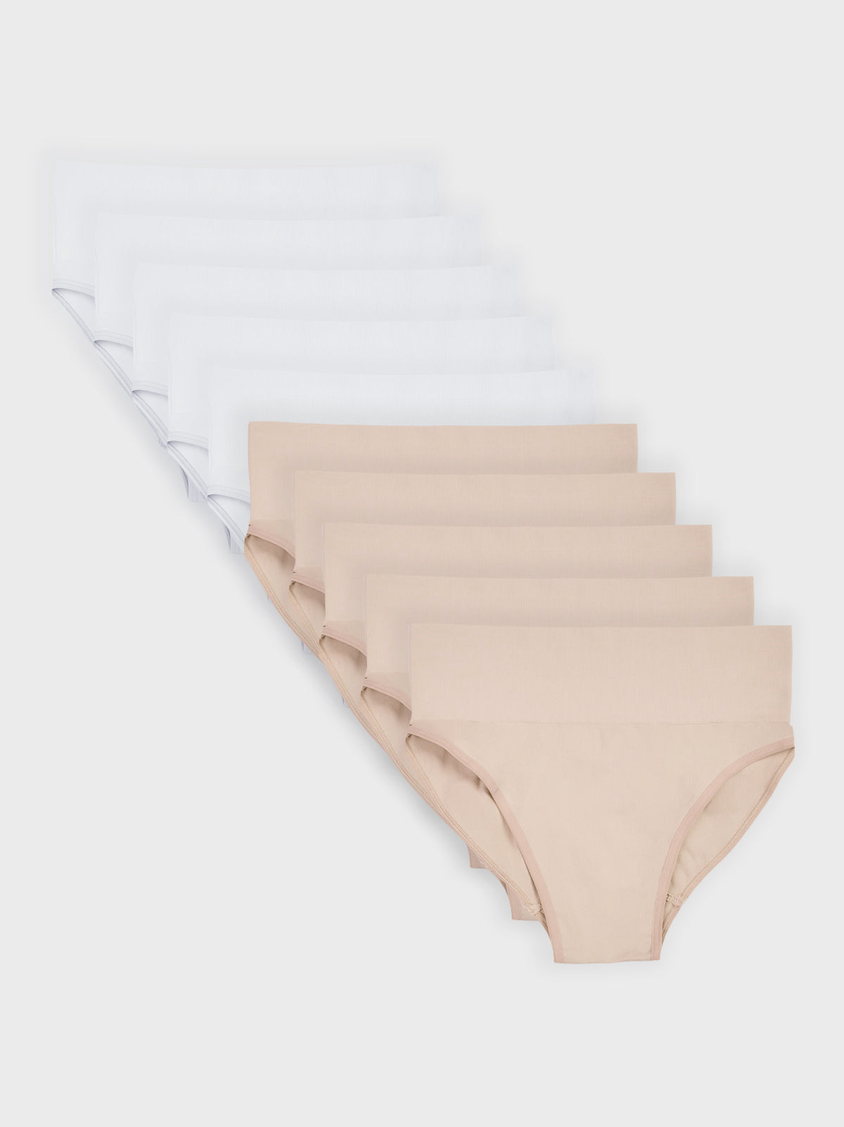 Kit com 10 Calcinhas Caleçon Redutora Sem Costura Premium (5 Branco e 5 Bege)