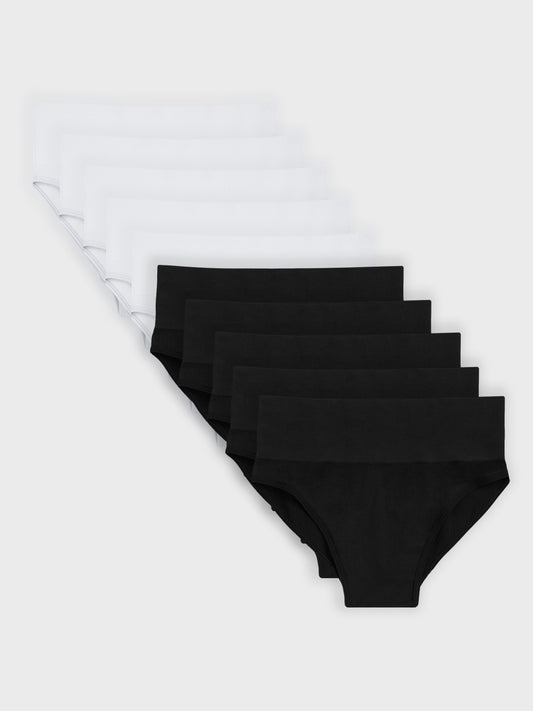 Kit com 10 Calcinhas Caleçon Redutora Sem Costura Premium (5 Branco e 5 Preto)