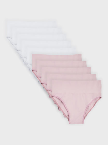 Kit com 10 Calcinhas Caleçon Redutora Sem Costura Premium (5 Branco e 5 Rose)