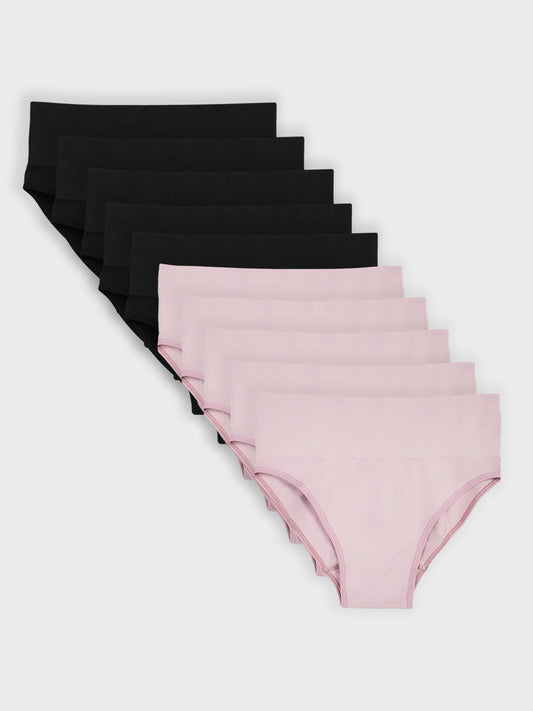 Kit com 10 Calcinhas Caleçon Redutora Sem Costura Premium (5 Preto e 5 Rose)