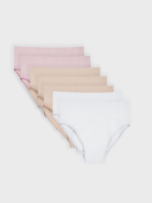 Kit com 6 Calcinhas Caleçon Redutora Sem Costura Premium (2 Bege, 2 Rose e 2 Branco)