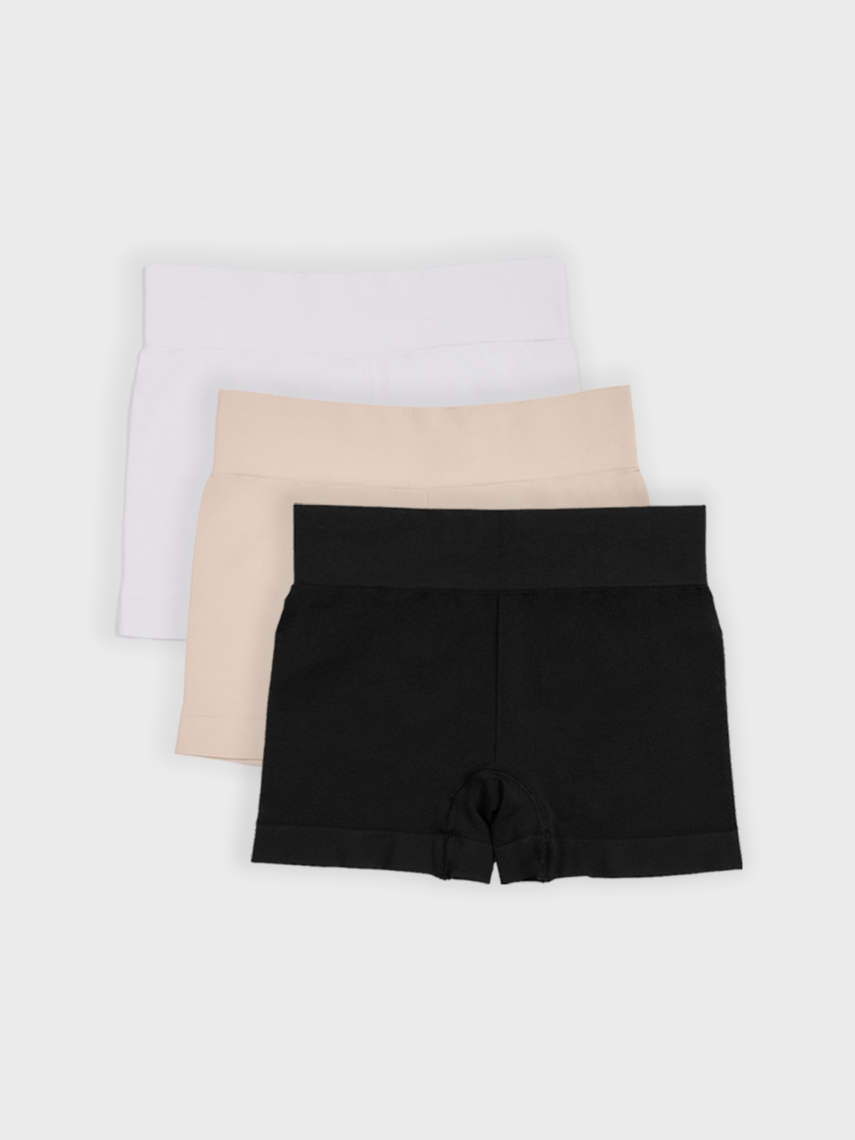 Kit com 3 Calcinhas Boxer Boyshort Sem Costura Premium (1 Branco, 1 Preto e 1 Bege)