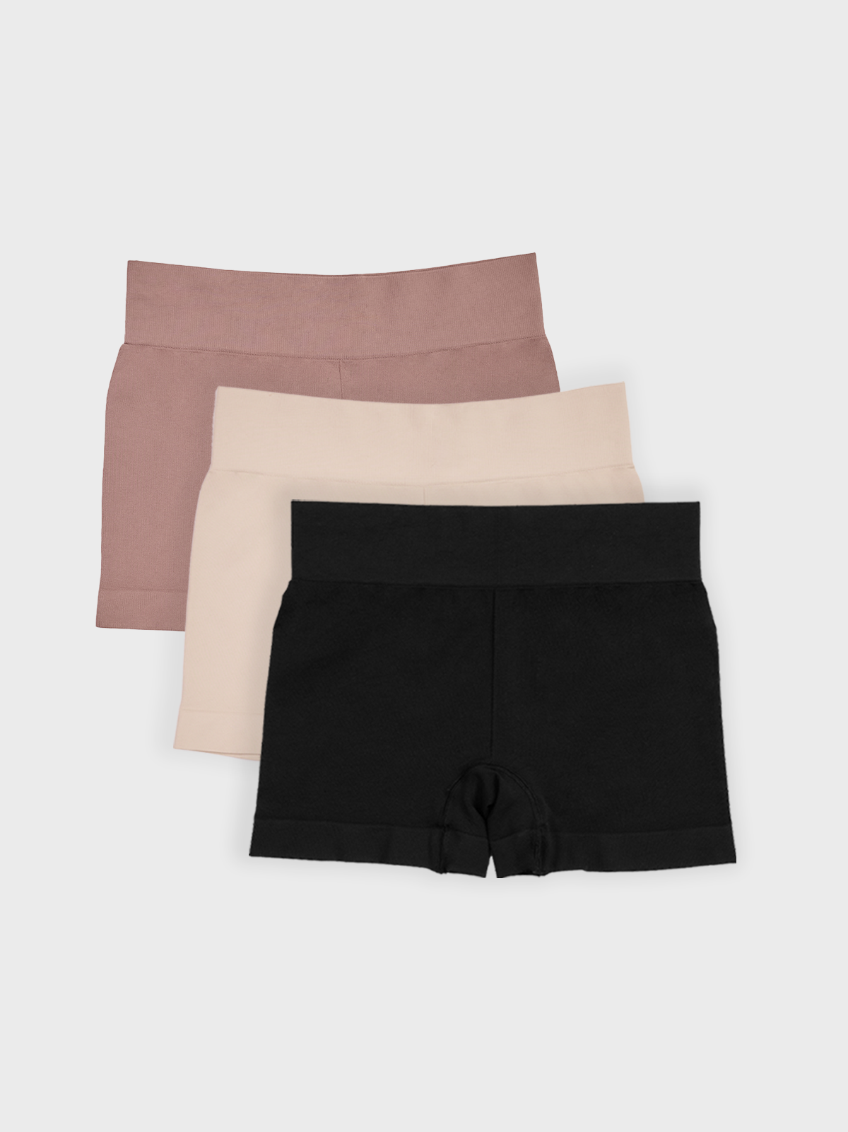 Kit com 3 Calcinhas Boxer Boyshort Sem Costura Premium (1 Preto, 1 Bege e 1 Marrom Cacau)