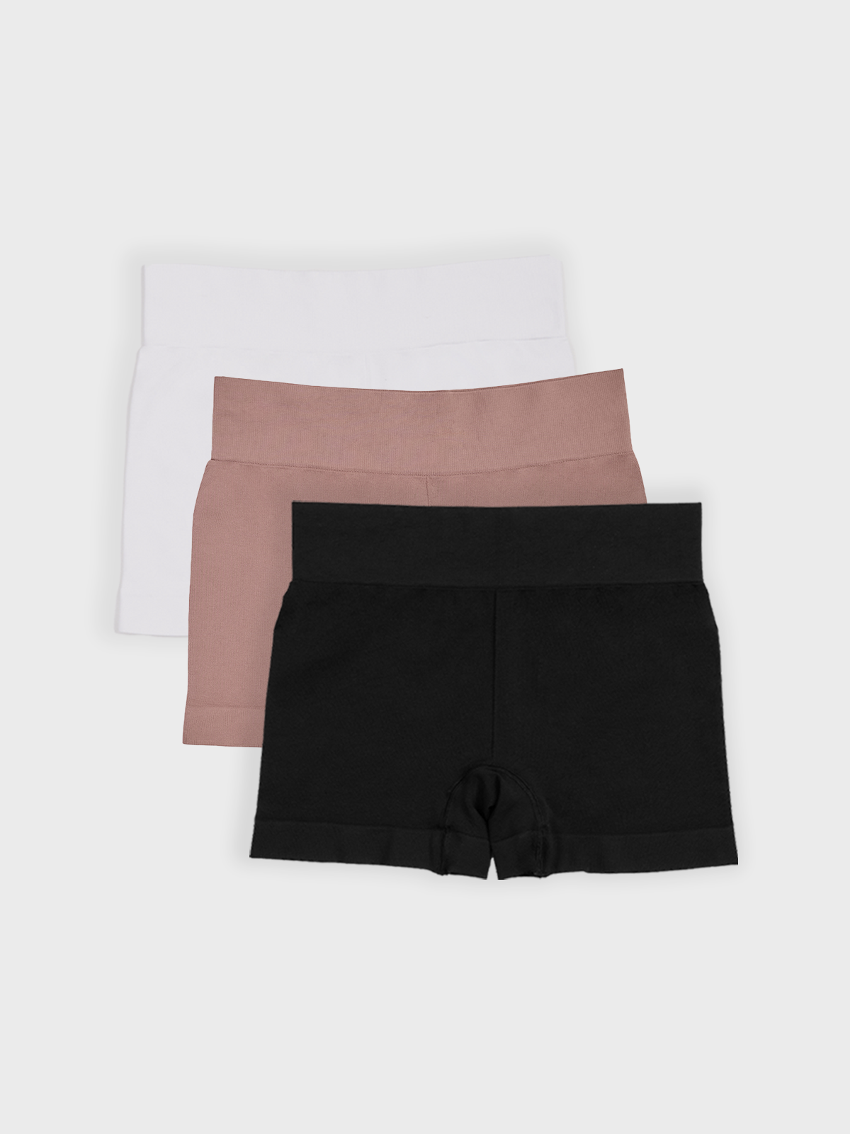 Kit com 3 Calcinhas Boxer Boyshort Sem Costura Premium (1 Branco, 1 Preto e 1 Marrom Cacau)