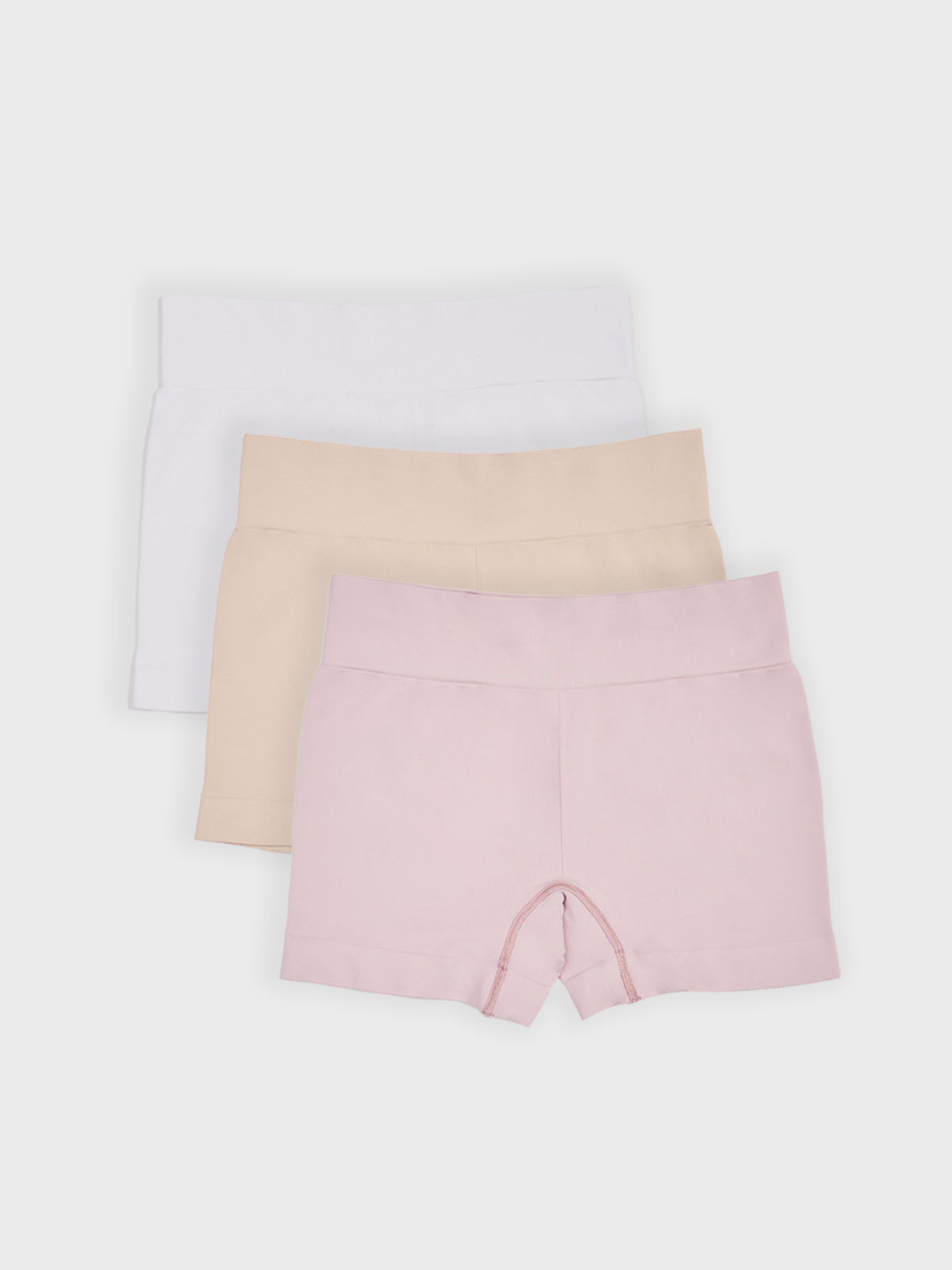 Kit com 3 Calcinhas Boxer Boyshort Sem Costura Premium (1 Branco, 1 Bege e 1 Rose)