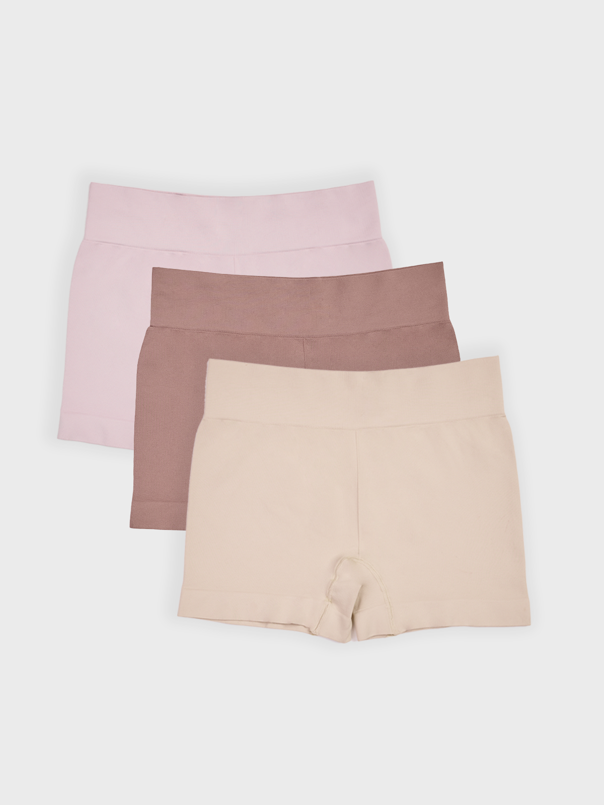 Kit com 3 Calcinhas Boxer Boyshort Sem Costura Premium (1 Bege, 1 Rose e 1 Marrom Cacau)
