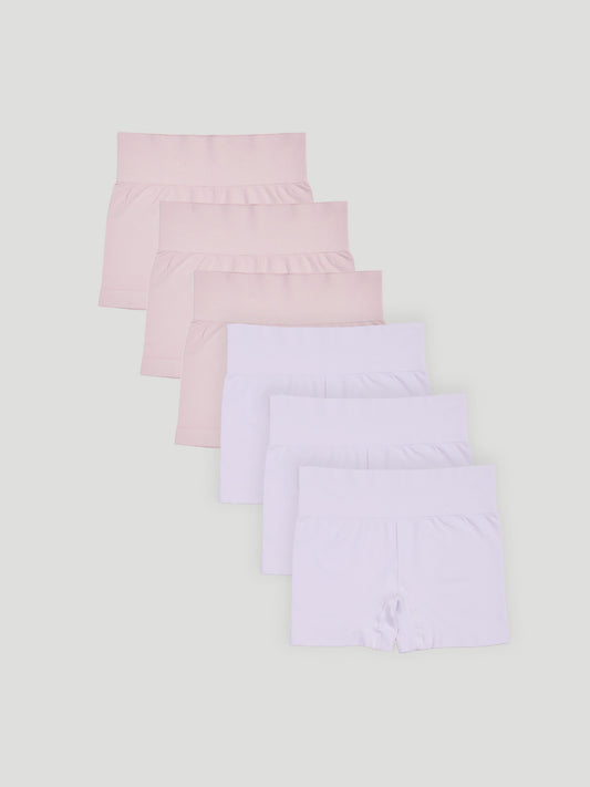 Kit com 6 Calcinhas Boxer Modeladora Sem Costura Premium (3 Branco e 3 Rose)