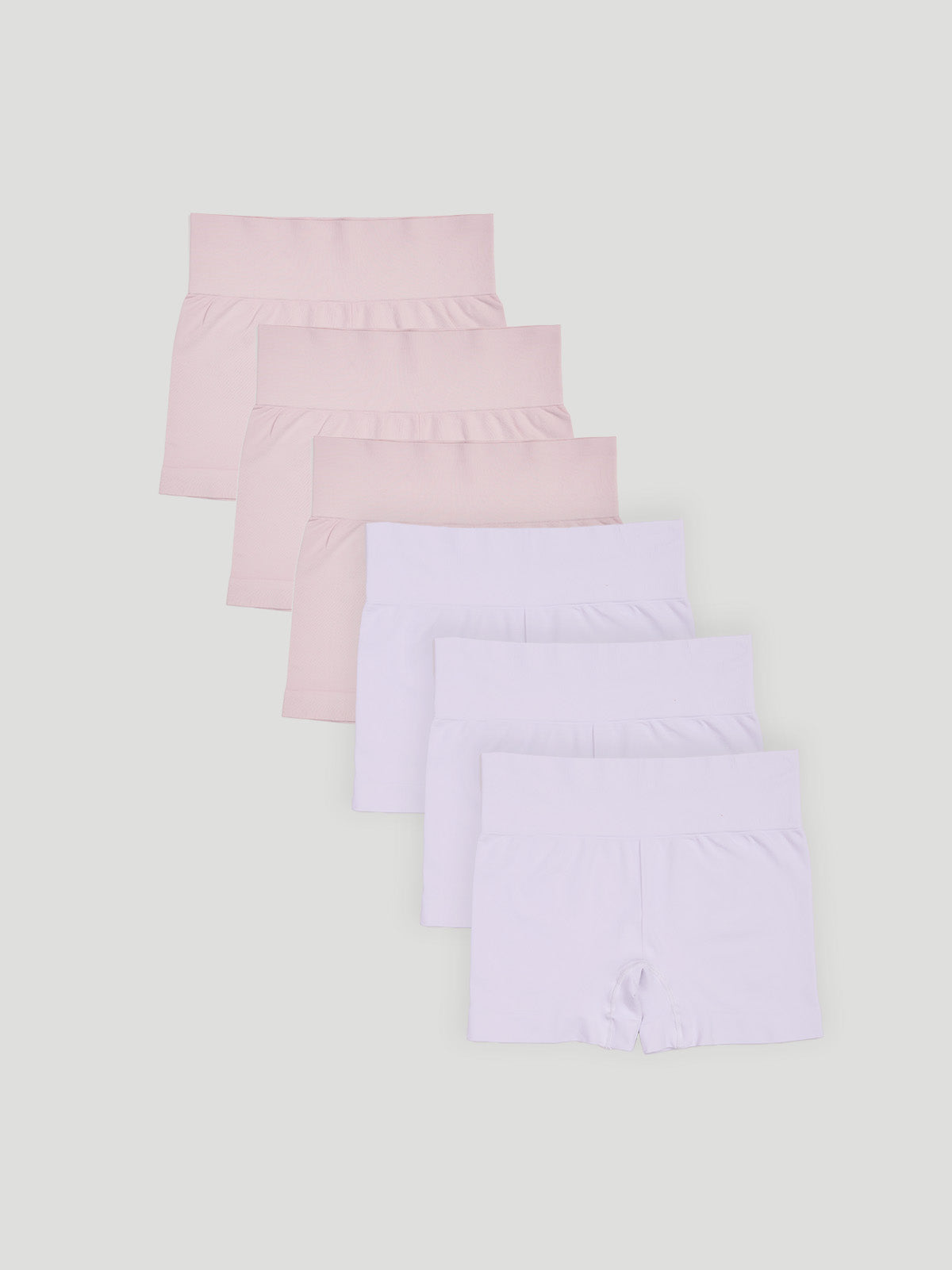 Kit com 6 Calcinhas Boxer Boyshort Sem Costura Premium (3 Branco e 3 Rose)