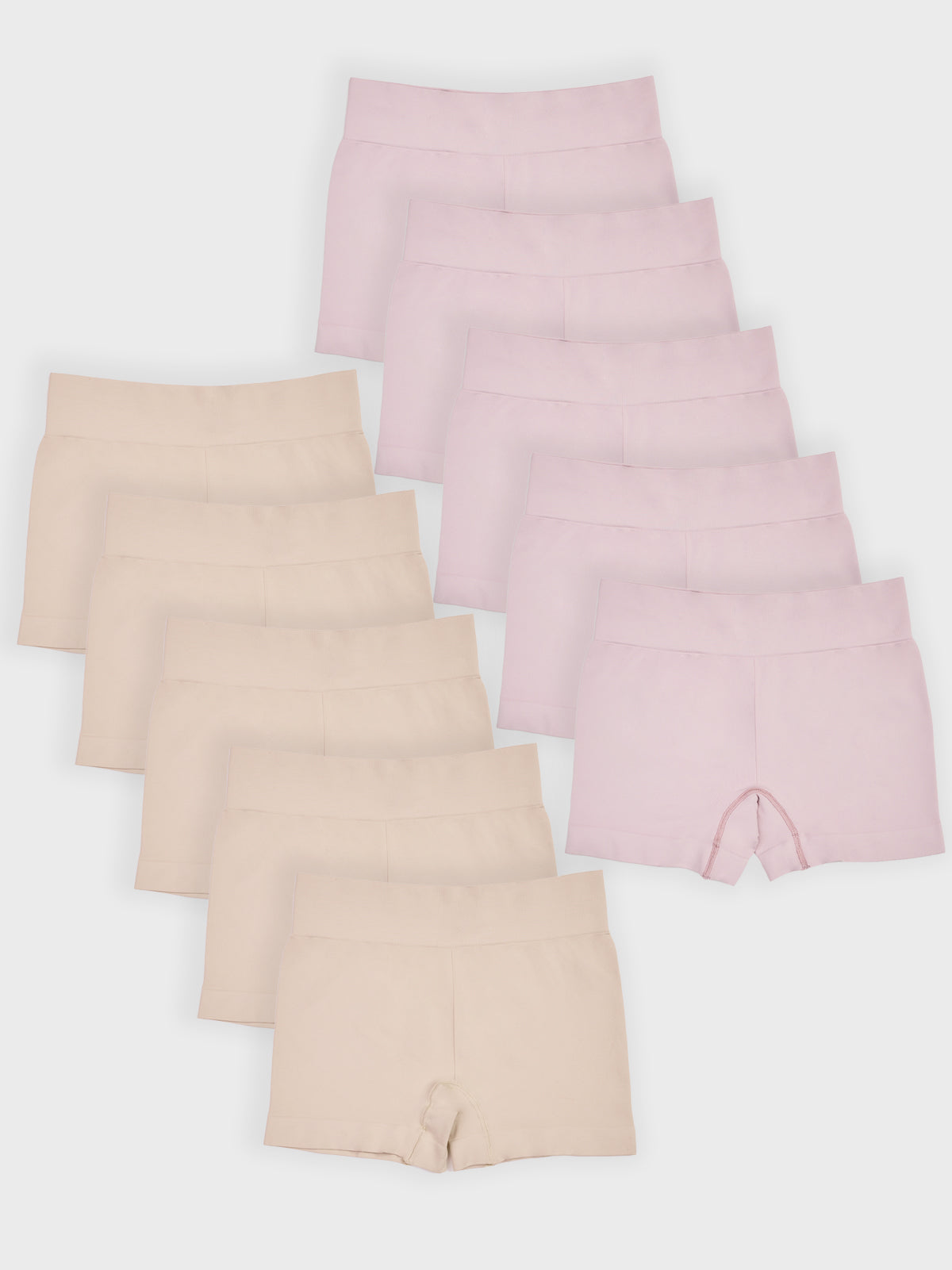 Kit com 10 Calcinhas Boxer Boyshort Sem Costura Premium (5 Bege e 5 Rose)