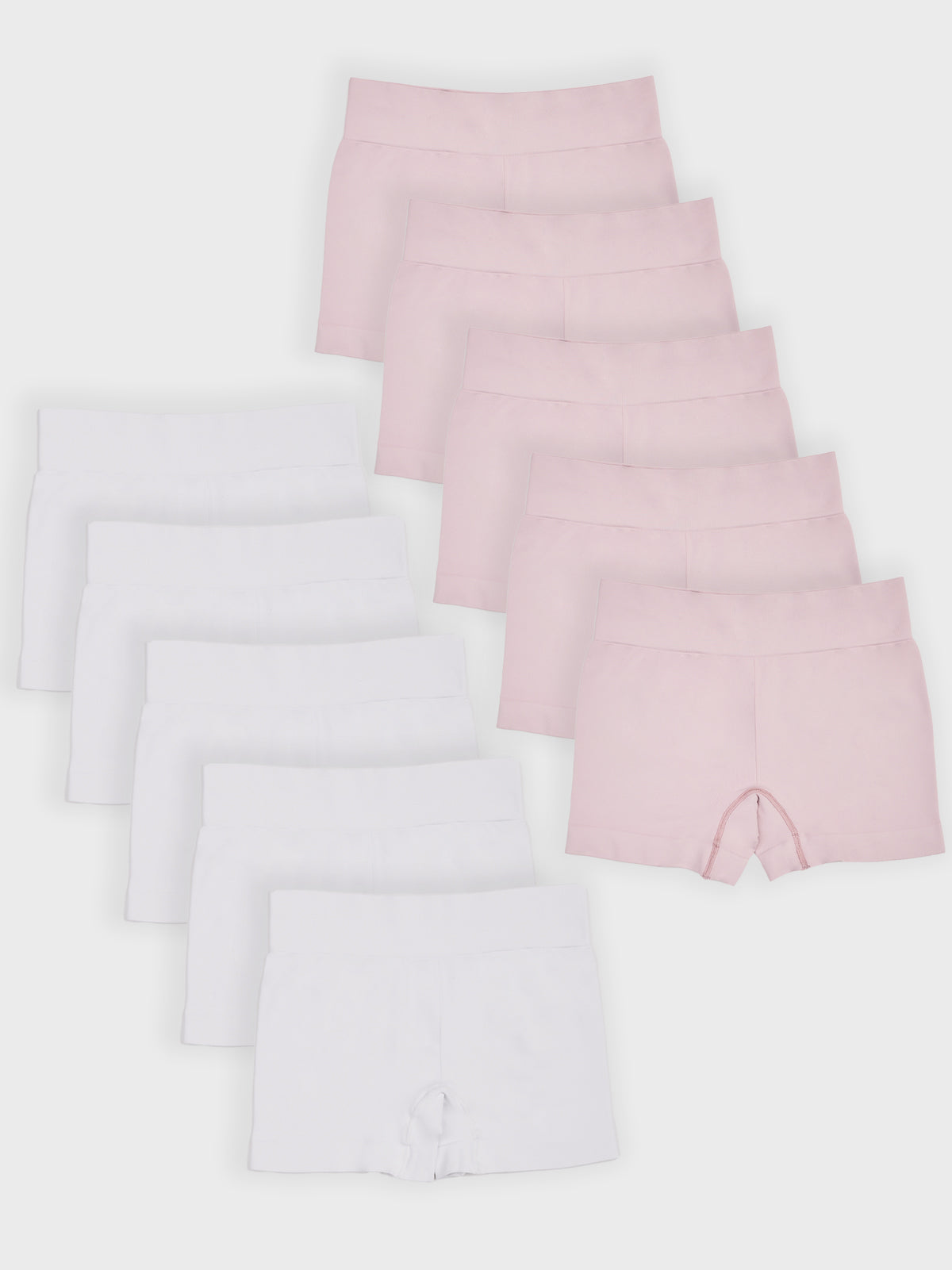 Kit com 10 Calcinhas Boxer Boyshort Sem Costura Premium (5 Branco e 5 Rose)