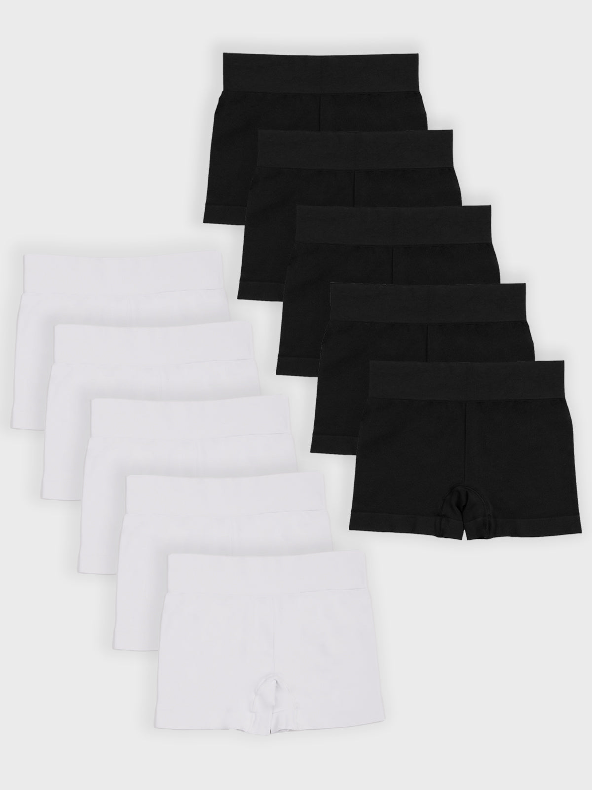 Kit com 10 Calcinhas Boxer Boyshort Sem Costura Premium (5 Branco e 5 Preto)