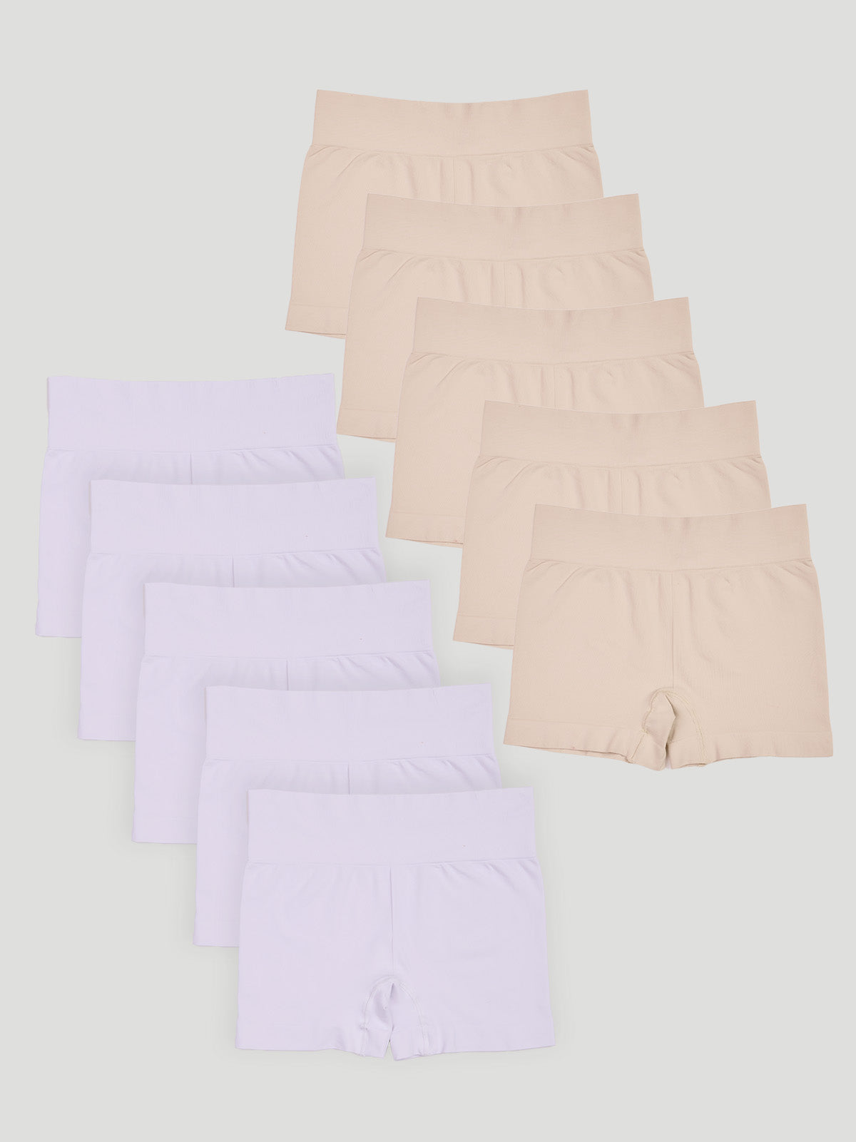 Kit com 10 Calcinhas Boxer Modeladora Sem Costura Premium (5 Branco e 5 Bege)